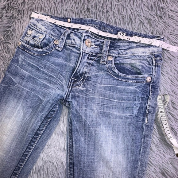 Miss Me Jeans Womens 27 Bootcut Embellished Pocket Medium Wash Flare Bell Bottom - Picture 7 of 15